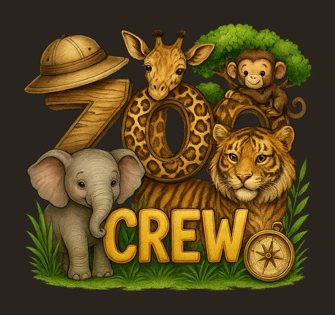 Zoo Crew Kids Giraffe Animal Sublimation Safari Party Design contrast preview thumbnail