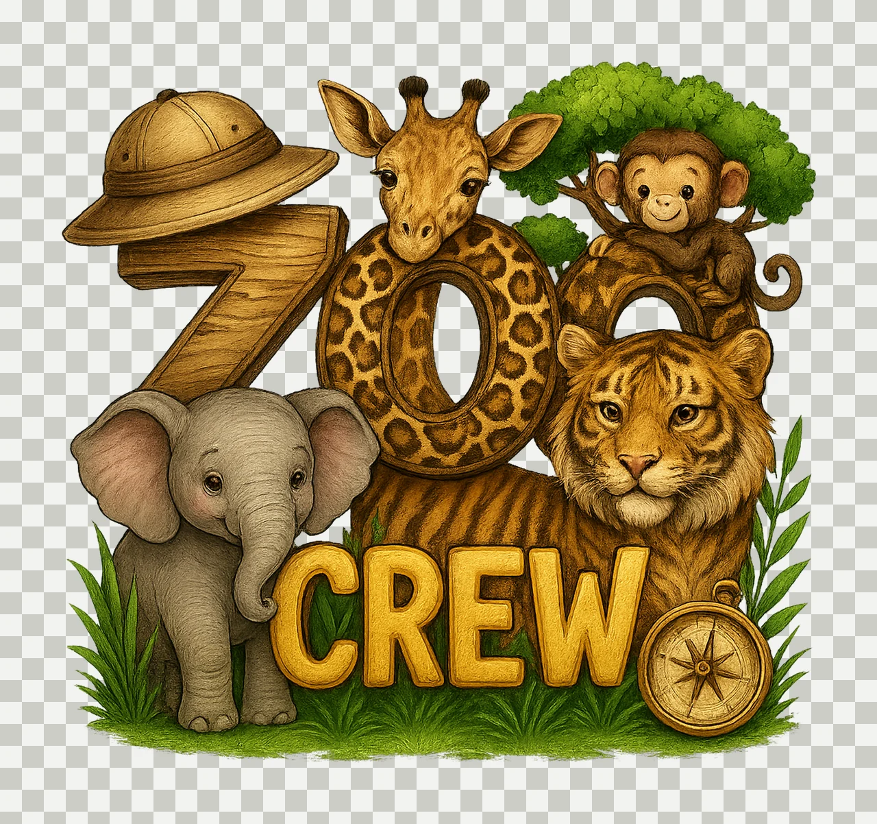 Zoo Crew Kids Giraffe Animal Sublimation Safari Party Design transparency and detail preview thumbnail