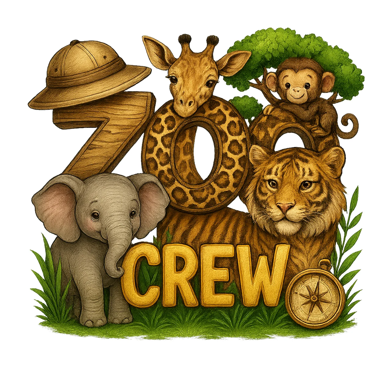 Zoo Crew Kids Giraffe Animal Sublimation Safari Party Design