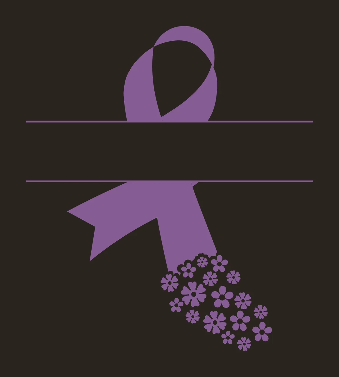 Awareness Ribbon With Floral Fill flower motifs horizontal Variation contrast preview thumbnail