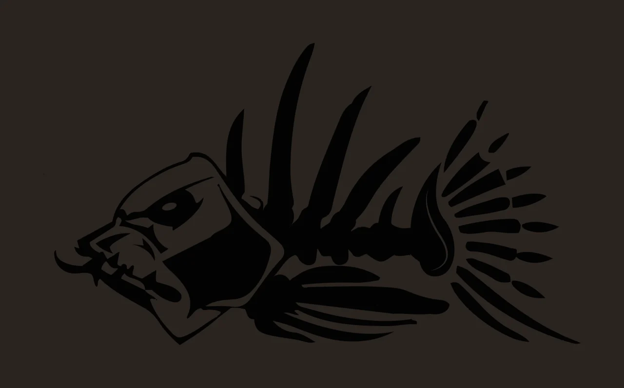 Bones Skeleton Fish Silhouette Graphic spines black white fins contrast preview thumbnail