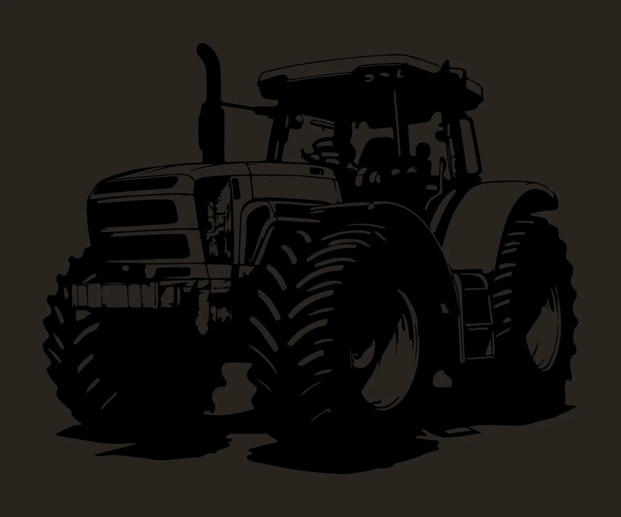 Large Tractor Silhouette Front View stationary wheels black contrast preview thumbnail