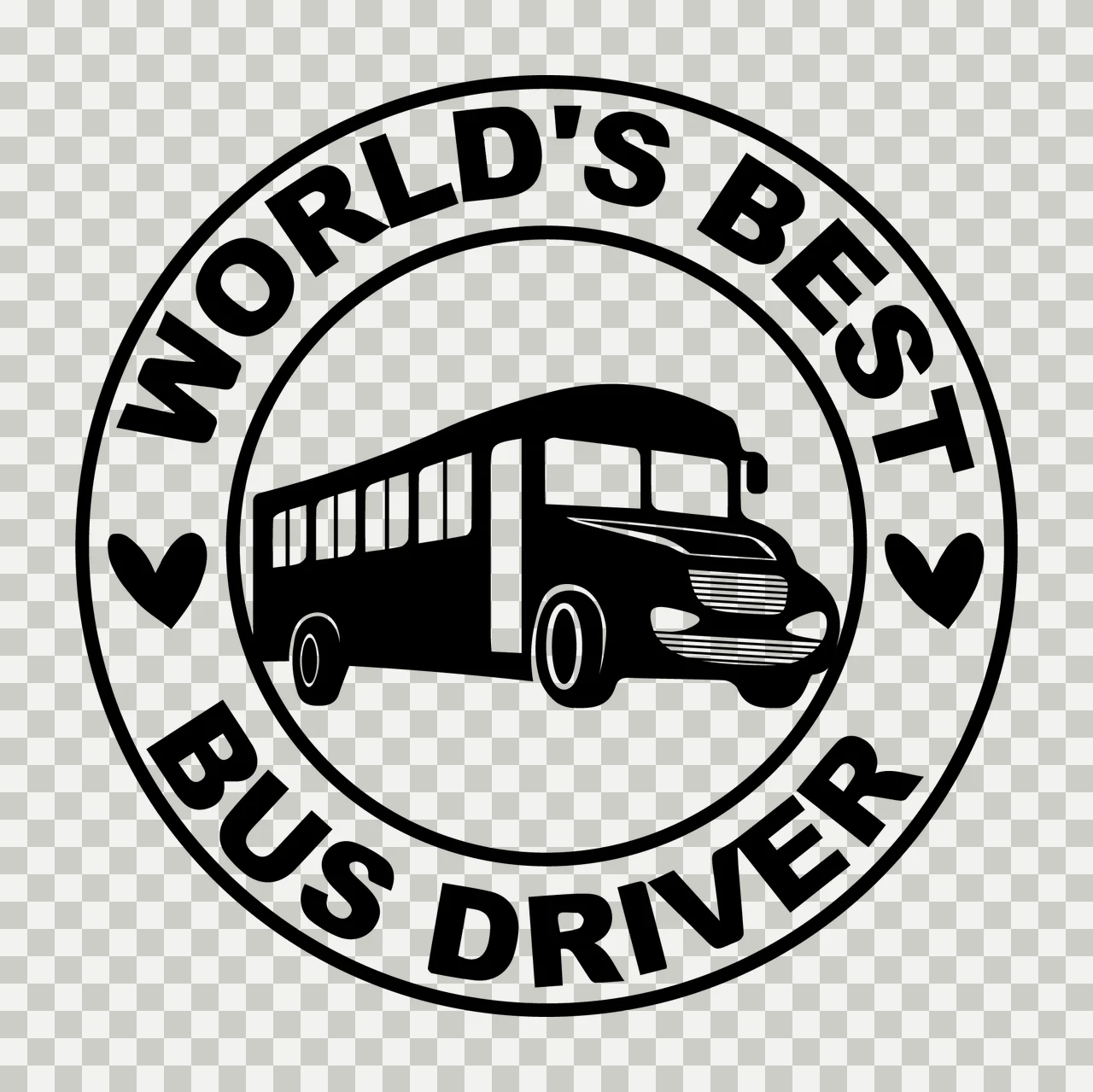 World S Best Bus Driver Round Emblem surrounding hearts circle transparency and detail preview thumbnail