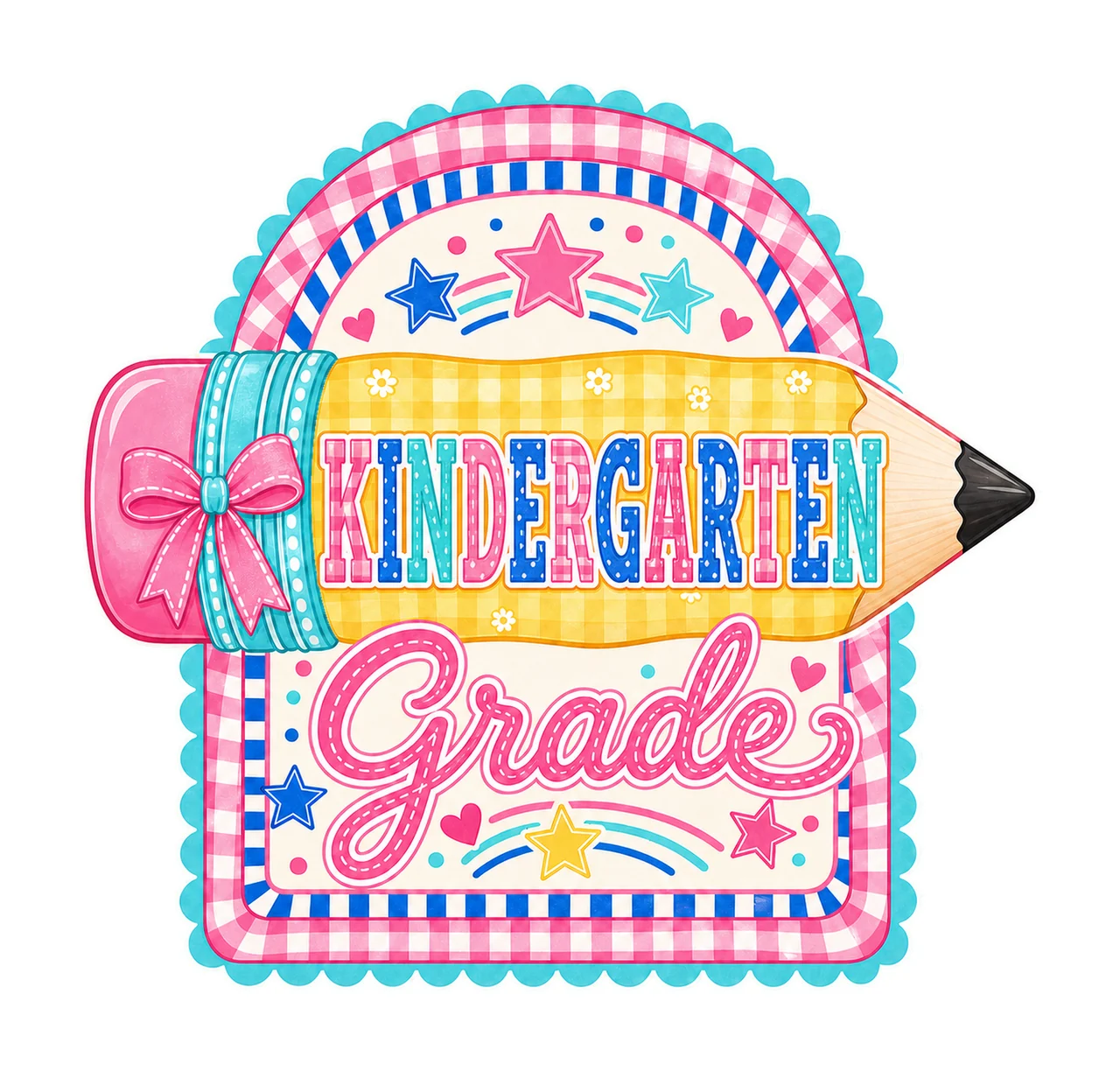 Preppy Back to School Pink Gingham Pennant Flag Variation F