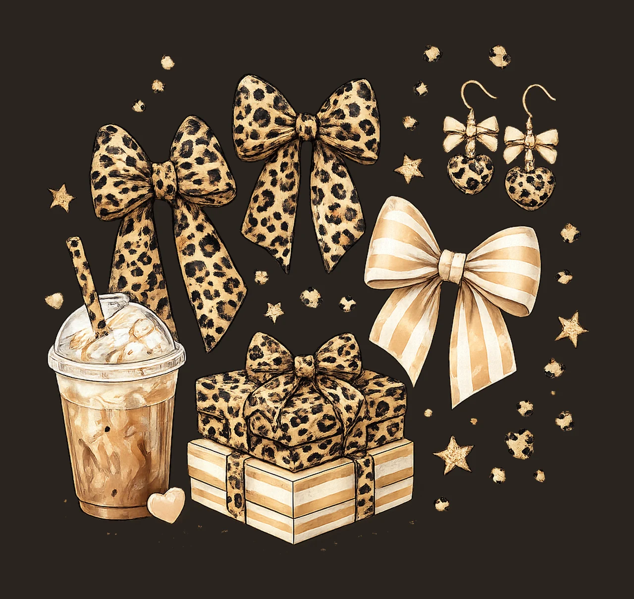 Books Bows Coffee Collage Trendy Leopard Checkered Design contrast preview thumbnail