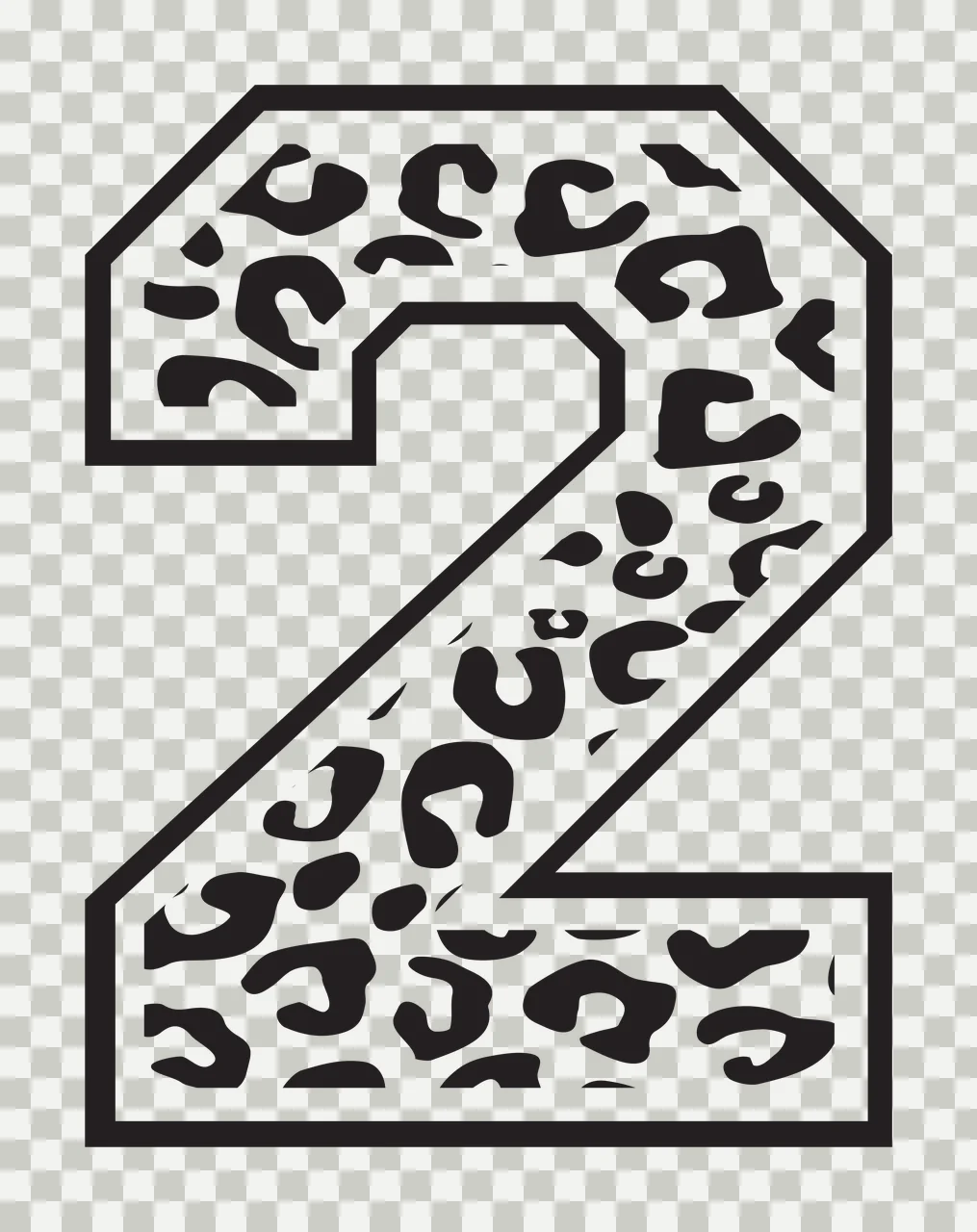 Black Varsity Half Font Leopard Character 20 print animal cheetah transparency and detail preview thumbnail