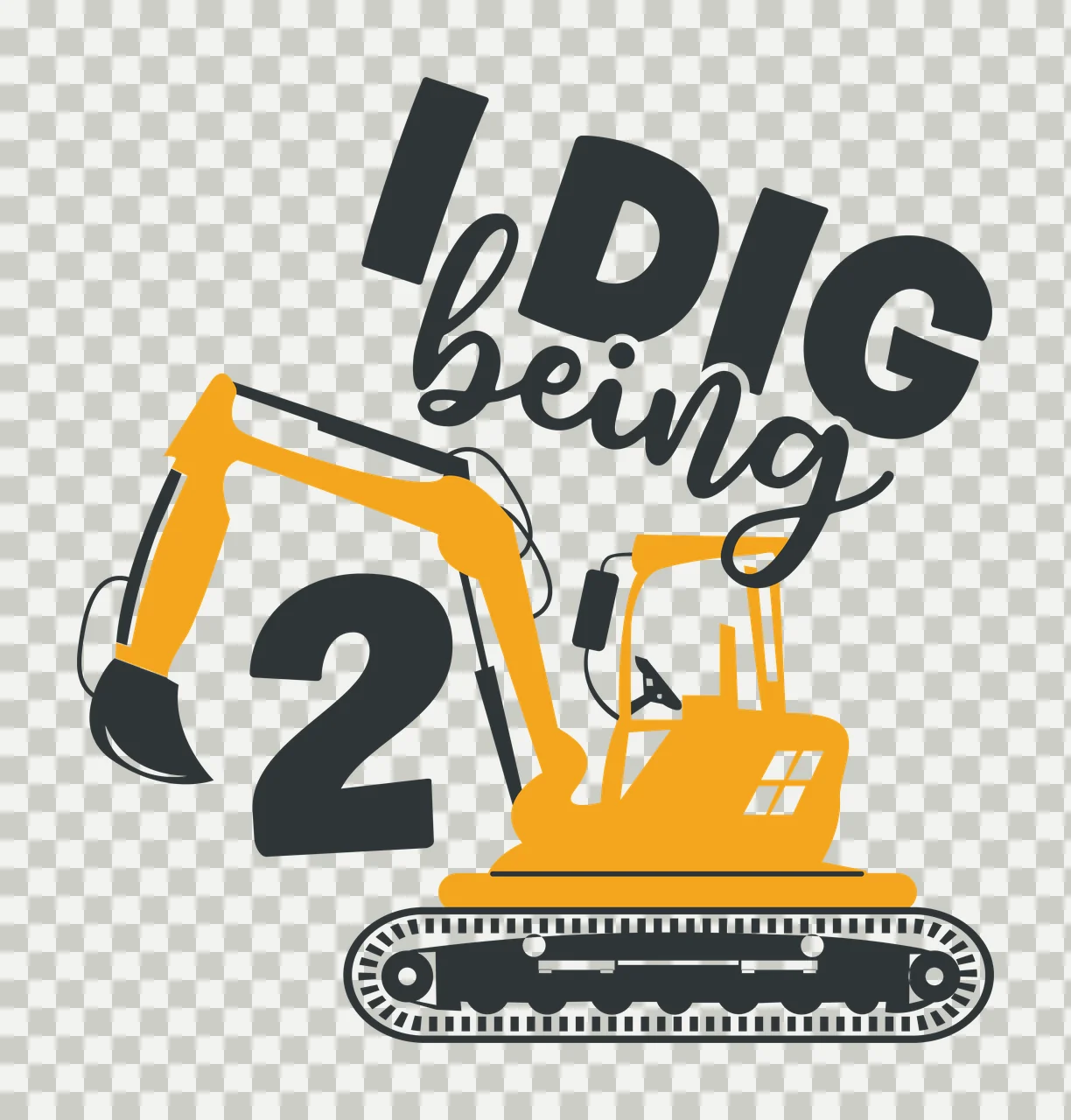 I Dig Being 2 Text With Excavator excavating number typographic transparency and detail preview thumbnail