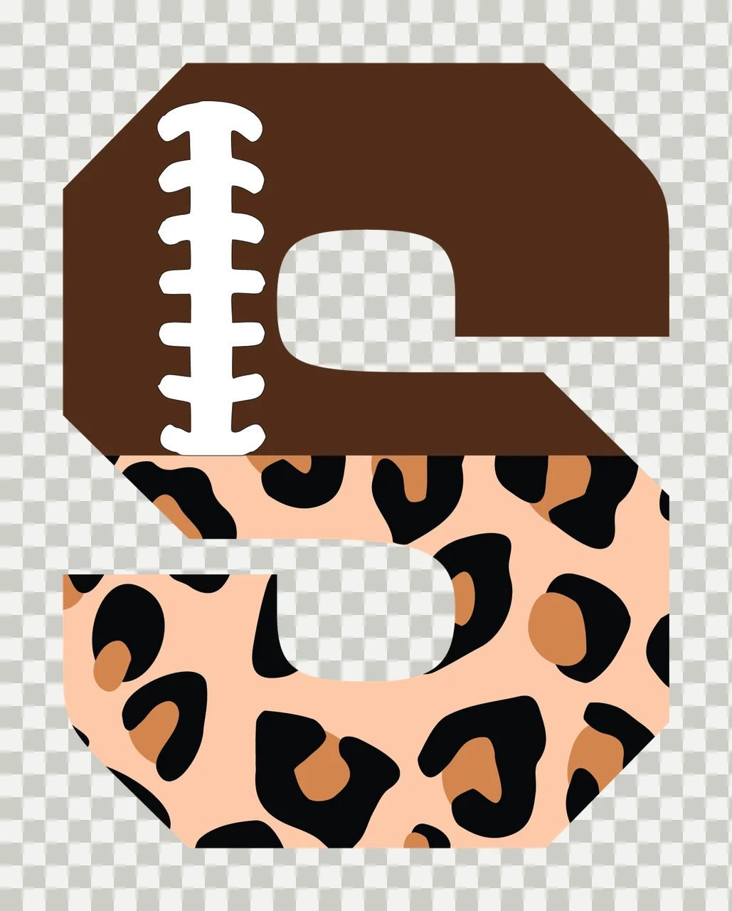 Football Font Half Leopard Character 09 american gridiron touchdown transparency and detail preview thumbnail