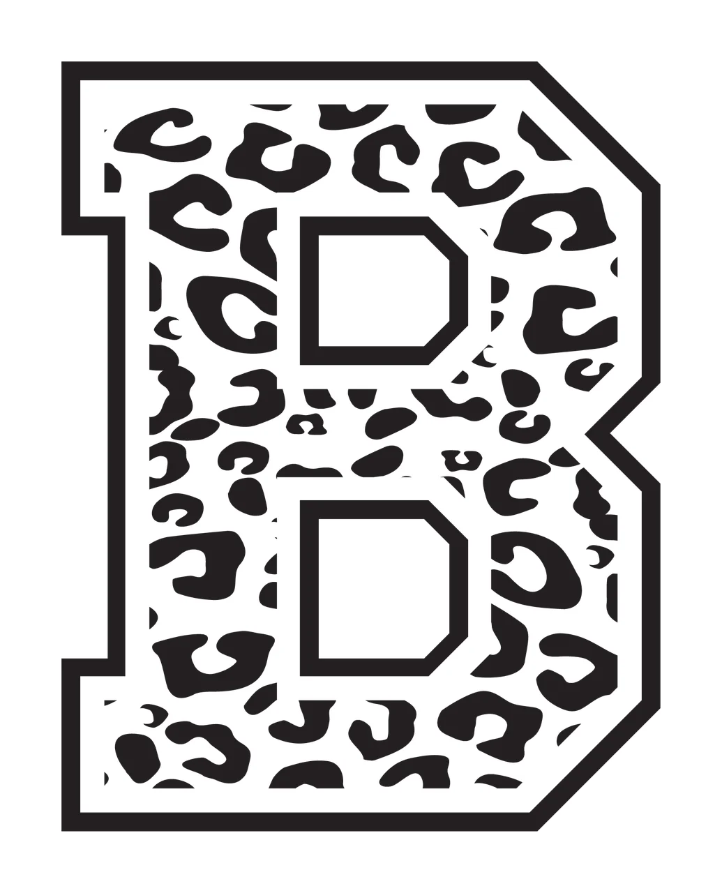 Black Varsity Half Font Leopard Character 35 print animal cheetah
