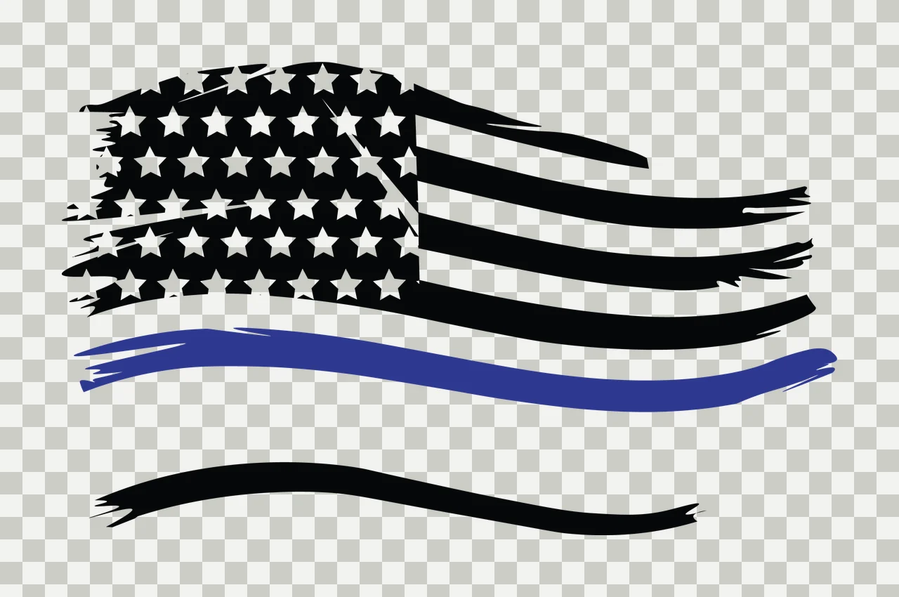 Flag Wavy With Distressed Stripes waving stars brush black transparency and detail preview thumbnail