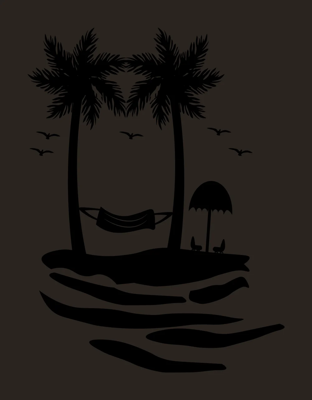 Palm Tree Tropical Island Hammock With Trees relaxing birds contrast preview thumbnail