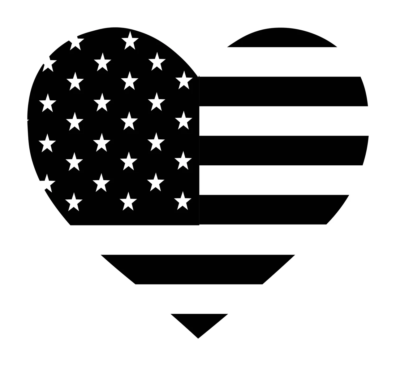 Heart Solid Black Containing Star And Stripe Pattern Stars