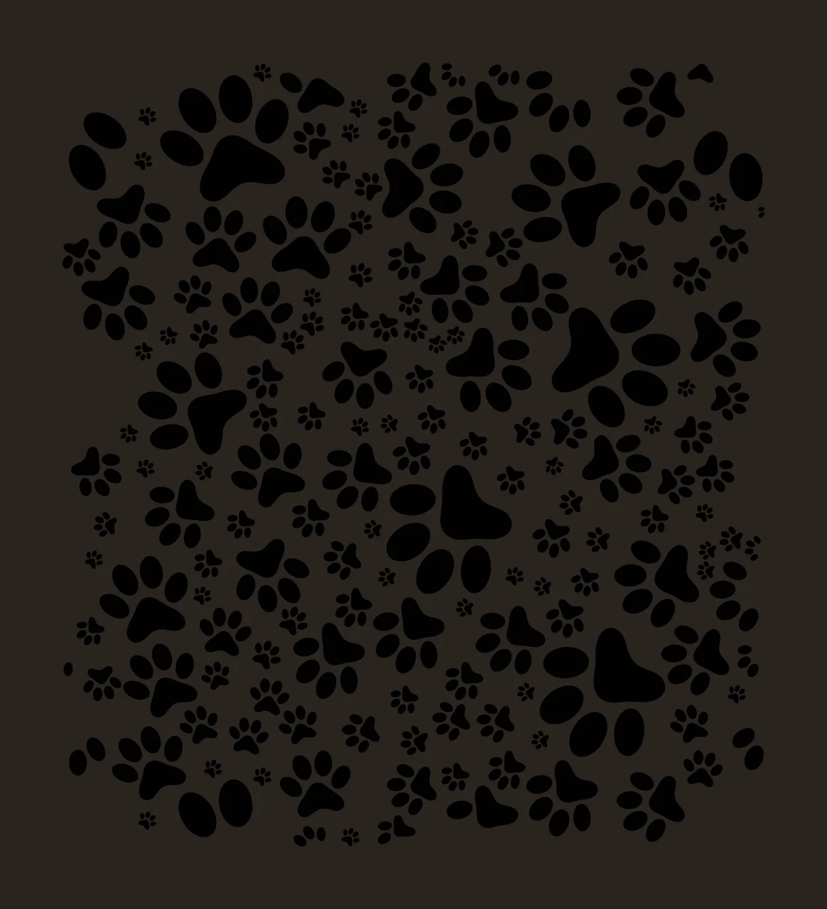Silhouette Design of Paw print and footprint pattern with black paw prints, black footprints and white background contrast preview thumbnail
