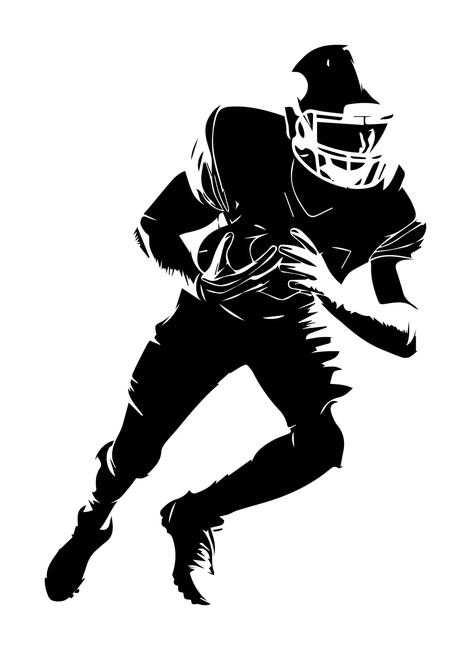 Football Player Running With Ball Silhouette helmet black athlete