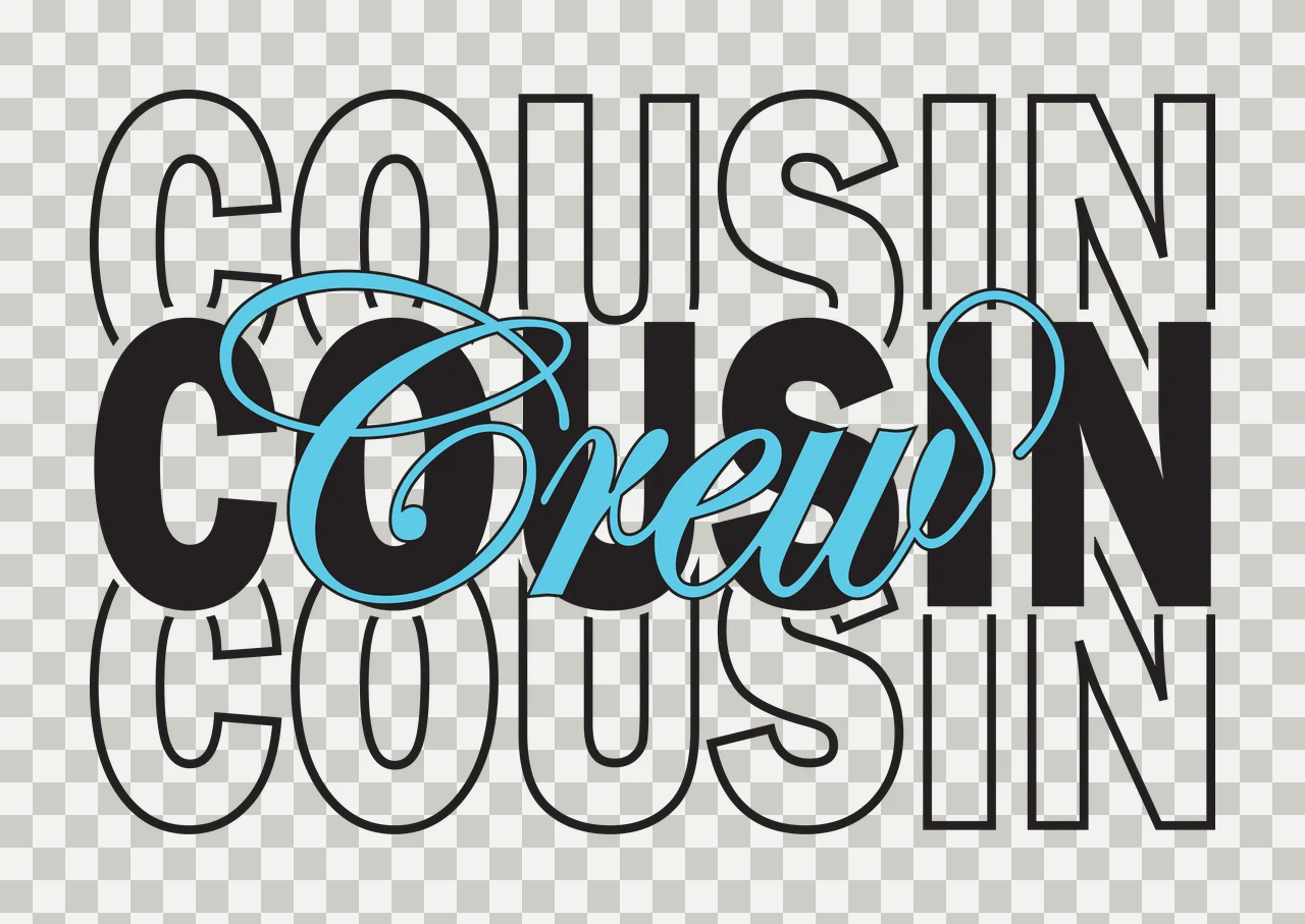 Cousin Layered Typography Word Graphic typographic composition transparency and detail preview thumbnail