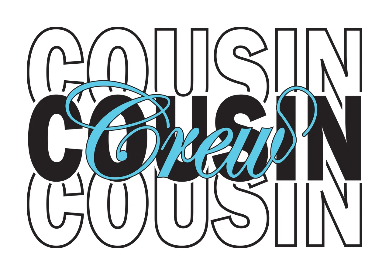 Cousin Layered Typography Word Graphic typographic composition