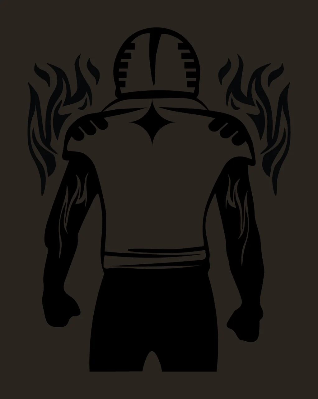 Football Player Figure With Flames standing helmet shoulder pads contrast preview thumbnail