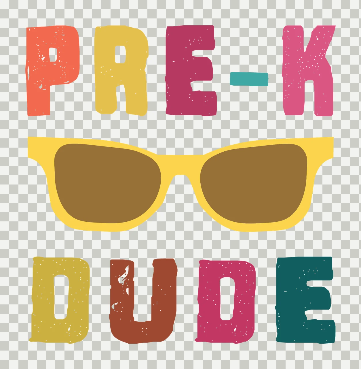 School Pre K Dude Text With Sunglasses transparency and detail preview thumbnail