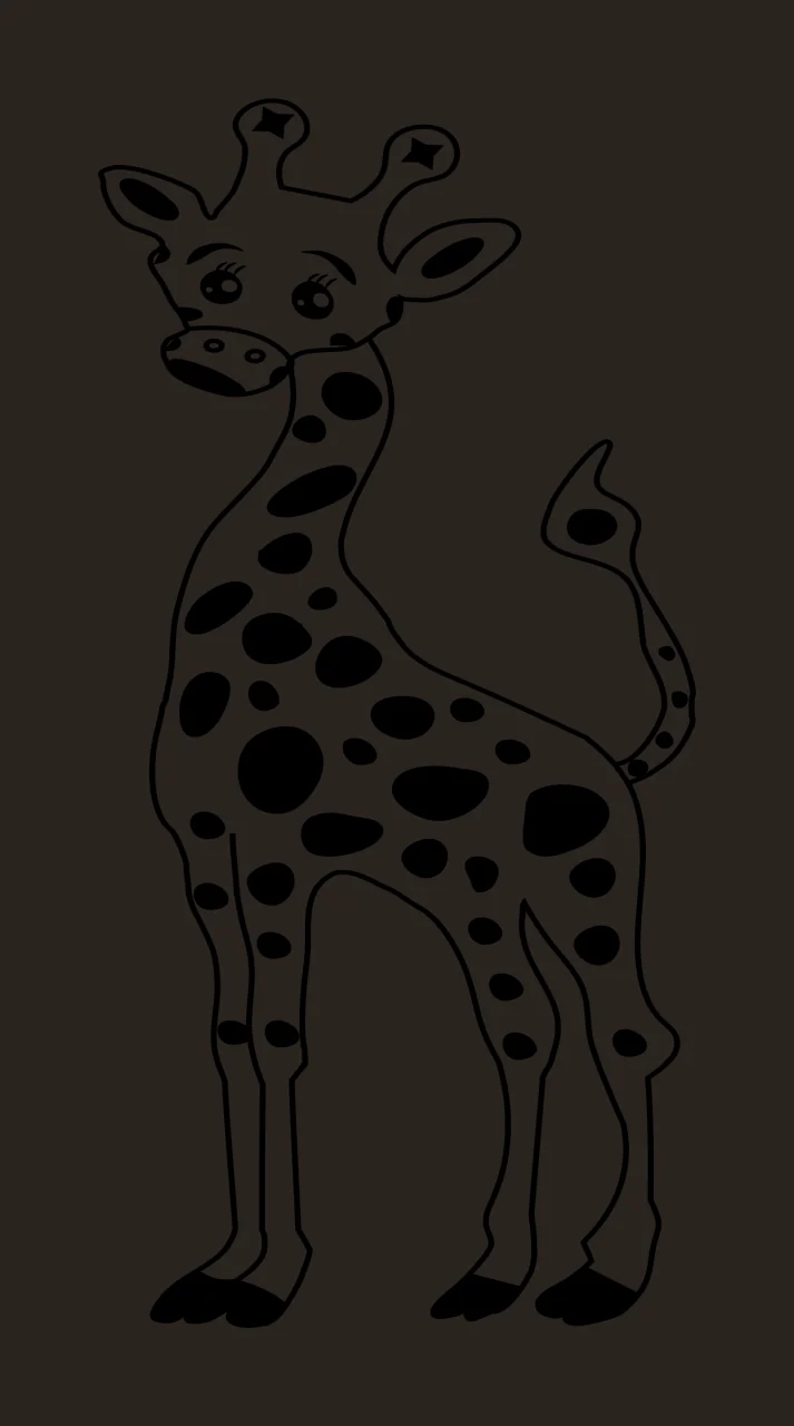 Animal Giraffe Standing With Spotted Pattern spots tail line art contrast preview thumbnail