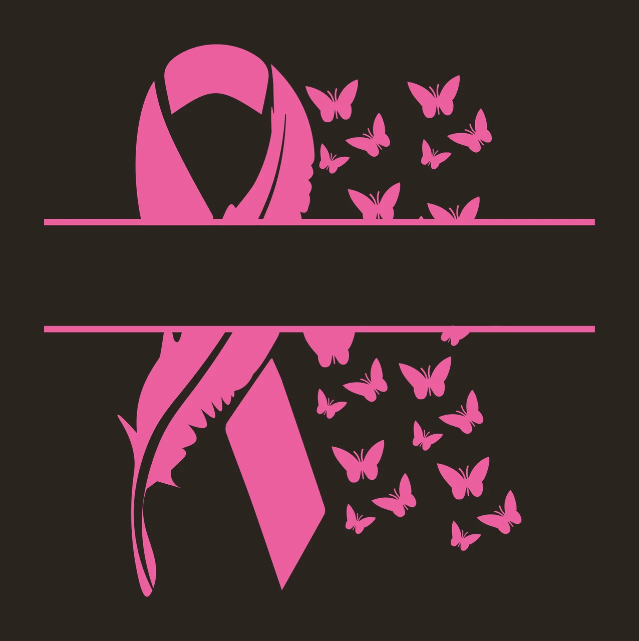 Ribbon With Feather And Butterflies Silhouette forming a Variation contrast preview thumbnail