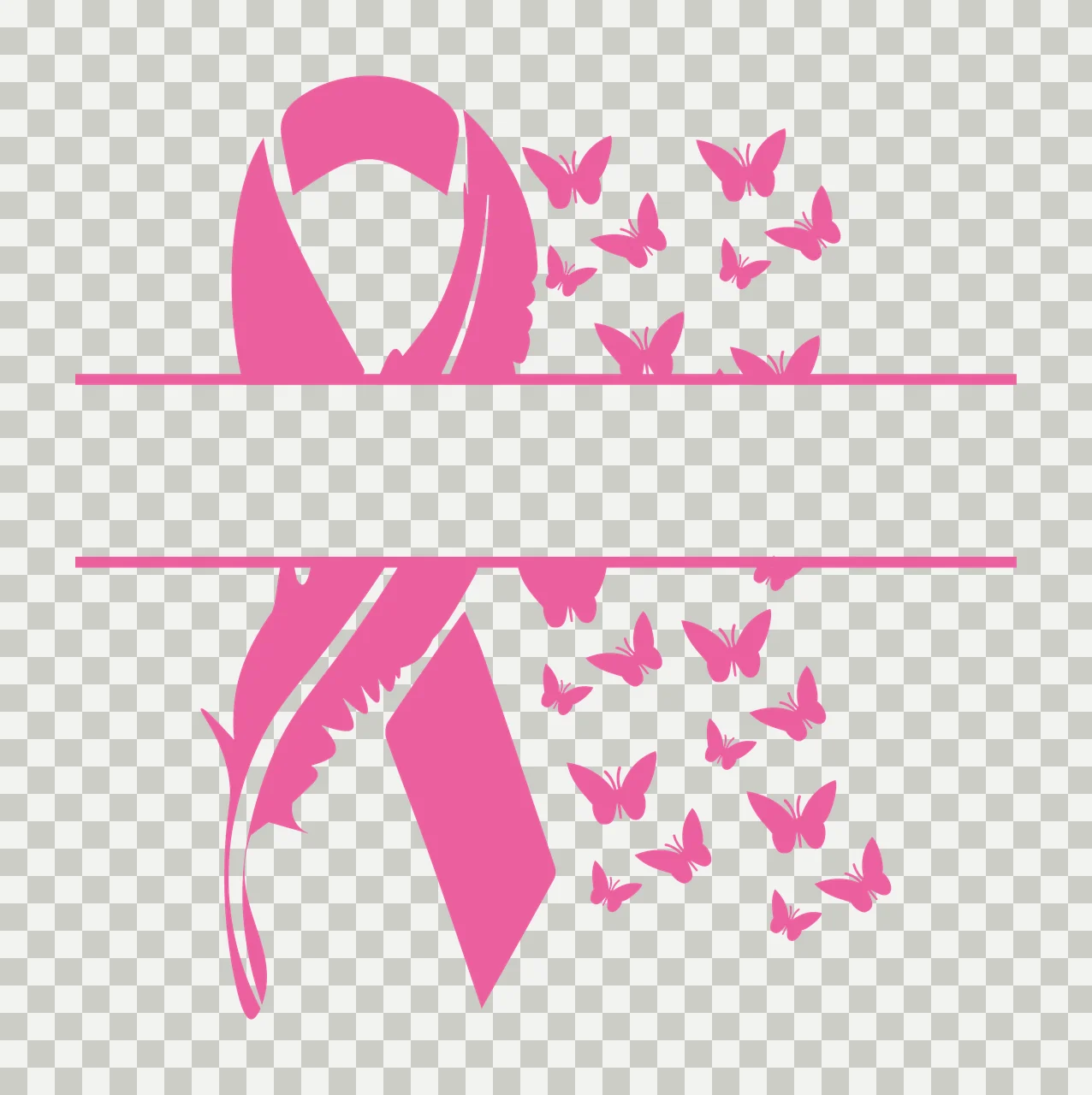 Ribbon With Feather And Butterflies Silhouette forming a Variation transparency and detail preview thumbnail