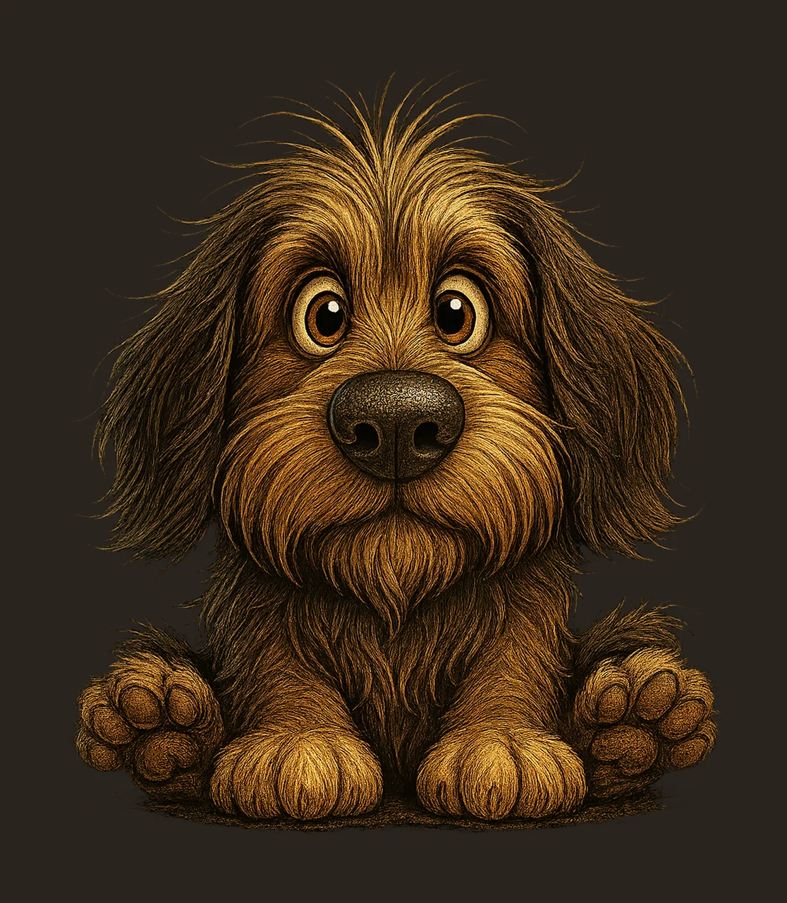 Brown Quirky Dog Artwork High Res Watercolor Junk Journaling contrast preview thumbnail