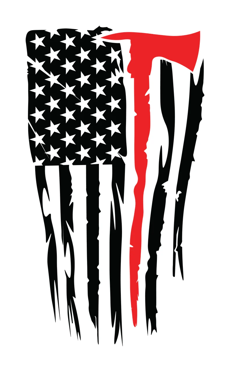 Flag A Vertical Distressed Striped With Hatchet Silhouette Variation