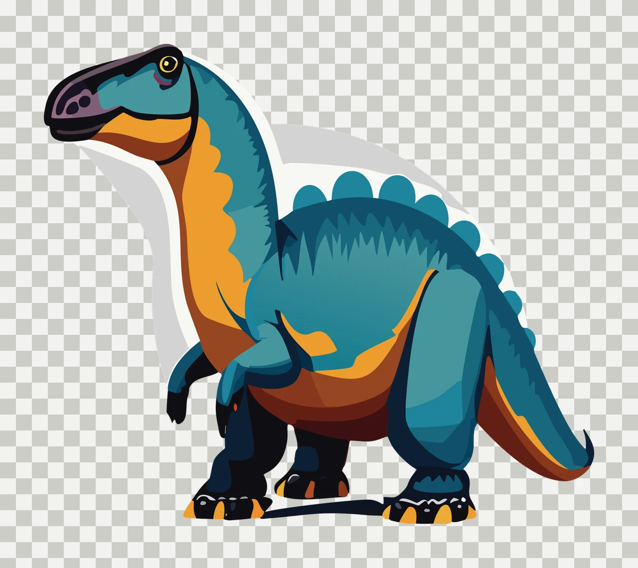 Dinosaur Profile In Black Silhouette standing white animal transparency and detail preview thumbnail