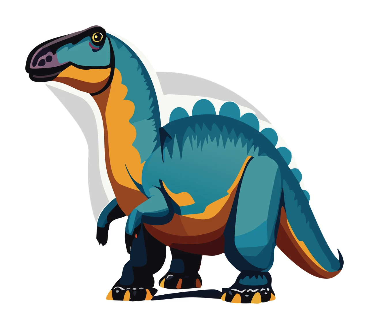 Dinosaur Profile In Black Silhouette standing white animal