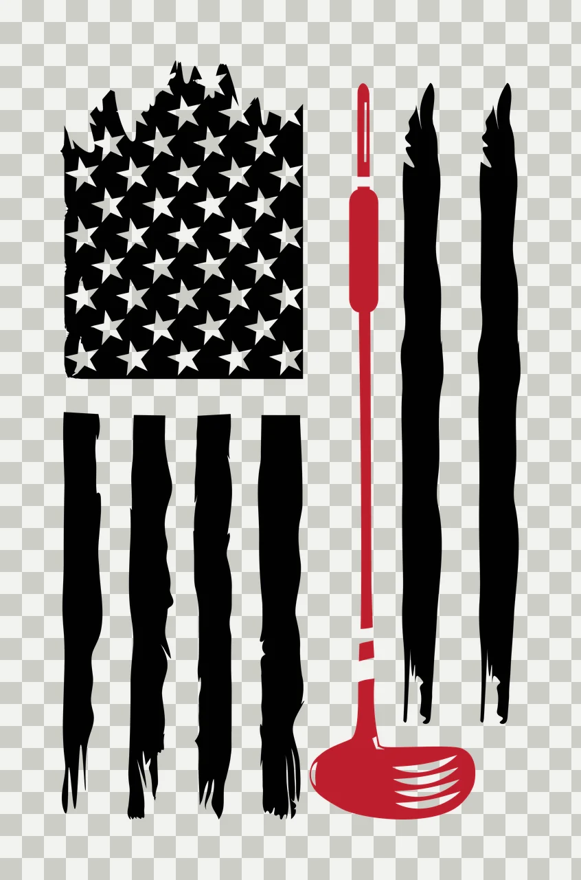 Golf Flag Graphic With Stars And Vertical Brush strokes club transparency and detail preview thumbnail