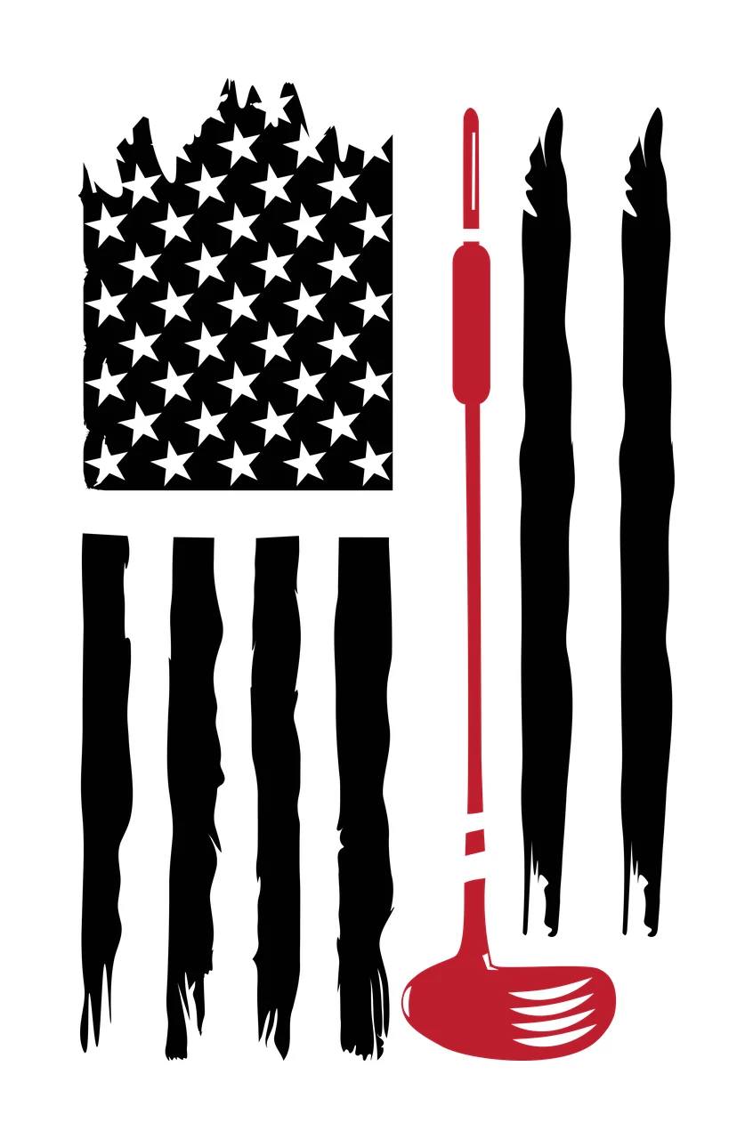 Golf Flag Graphic With Stars And Vertical Brush strokes club