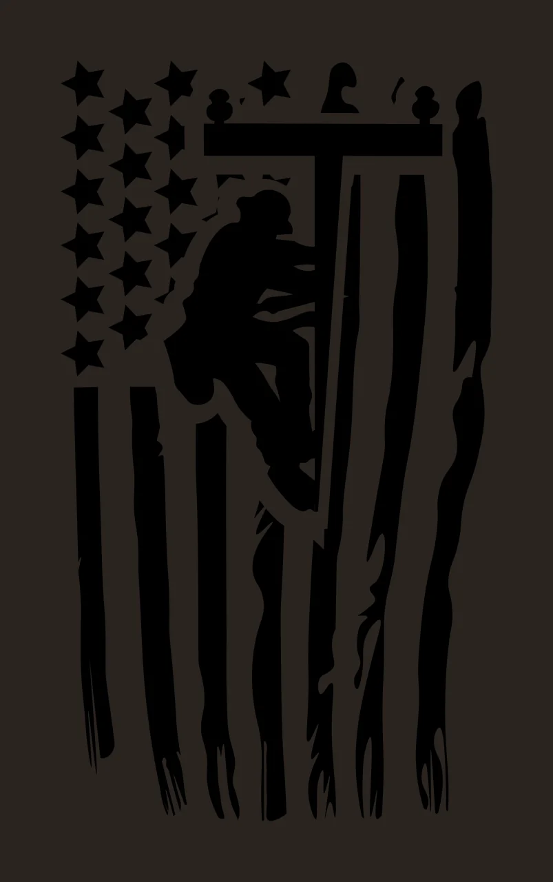 American Flag Silhouette With Utility Pole climbing stars stripes contrast preview thumbnail