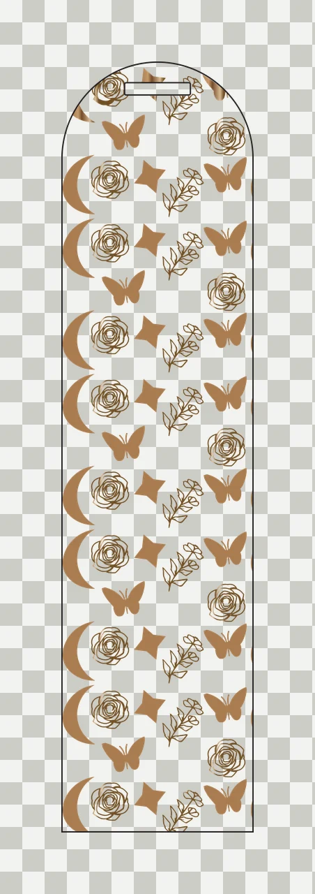 Floral Butterfly Moon Vertical Border pattern rose crescent transparency and detail preview thumbnail