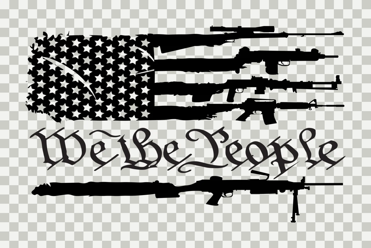We The People Flag With Weapons Display stars rifles black transparency and detail preview thumbnail