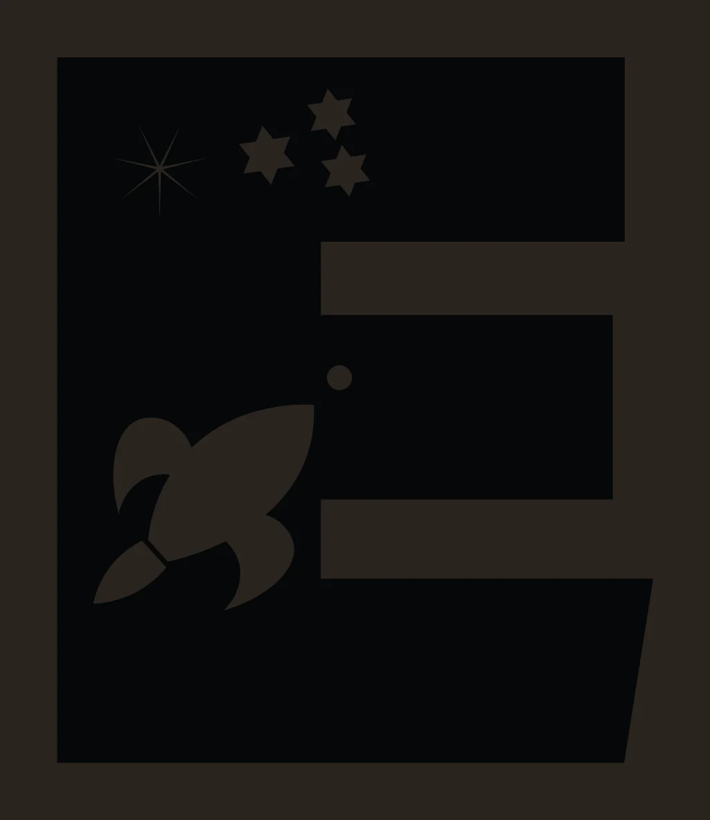 Space Letter E With Rocket And Stars contrast preview thumbnail