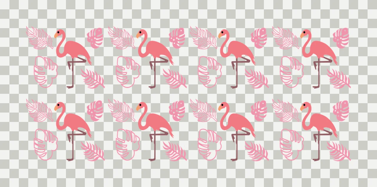 Can Glass Wrap Black Silhouette Flamingo Tropical Leaf and leaves transparency and detail preview thumbnail
