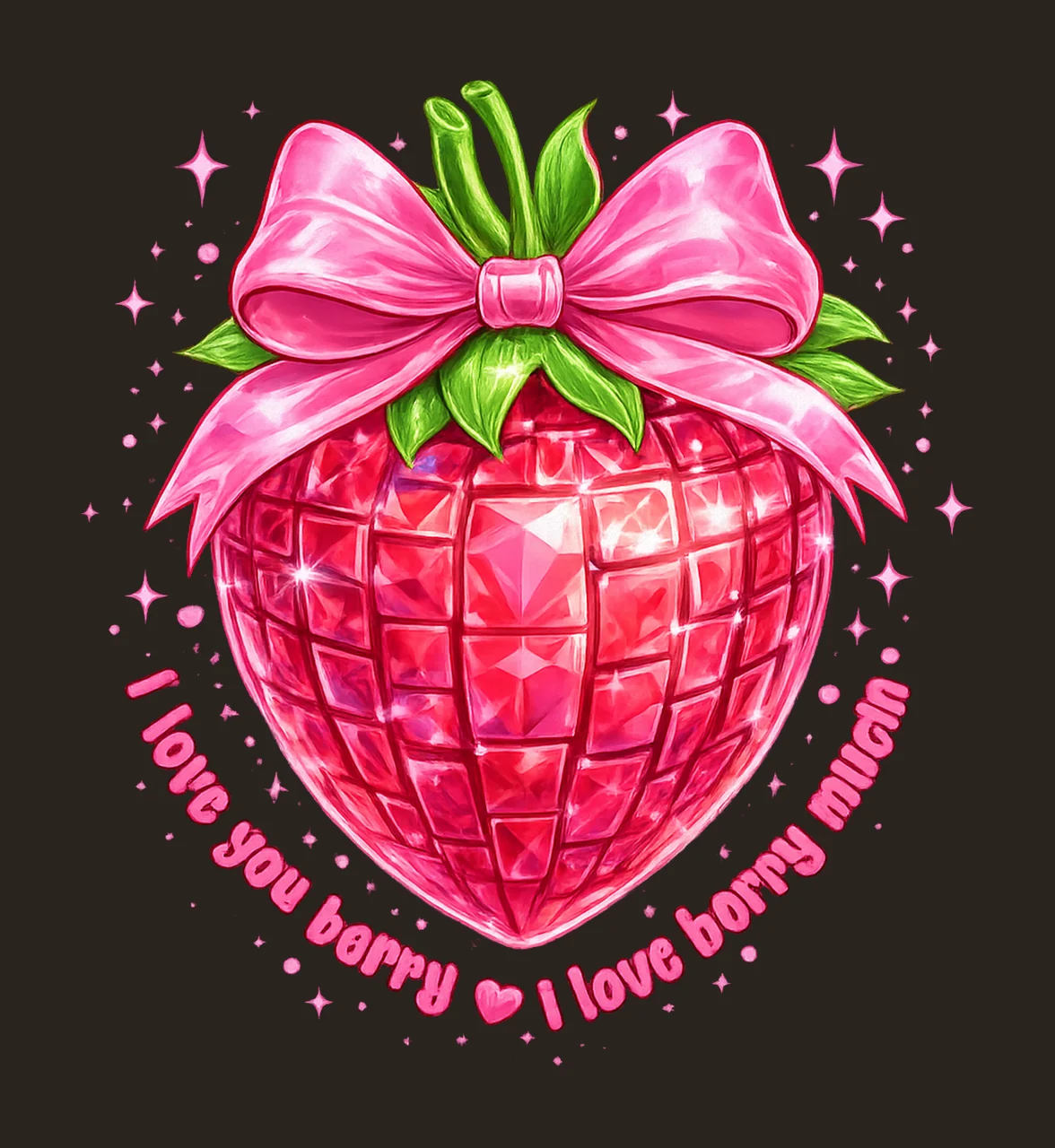 Valentine Strawberry Coquette Love You Berry Much Design contrast preview thumbnail