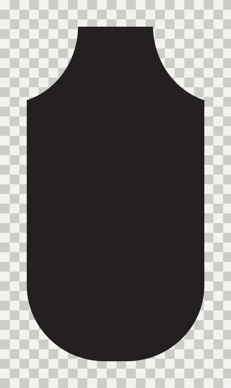 Shield shape silhouette Illustration with template, rounded and vertical in black transparency and detail preview thumbnail