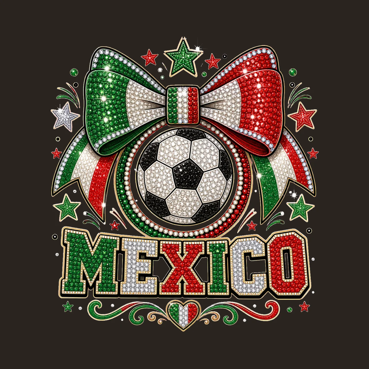Mexico Soccer Rhinestone Bow sublimation instant Variation A contrast preview thumbnail