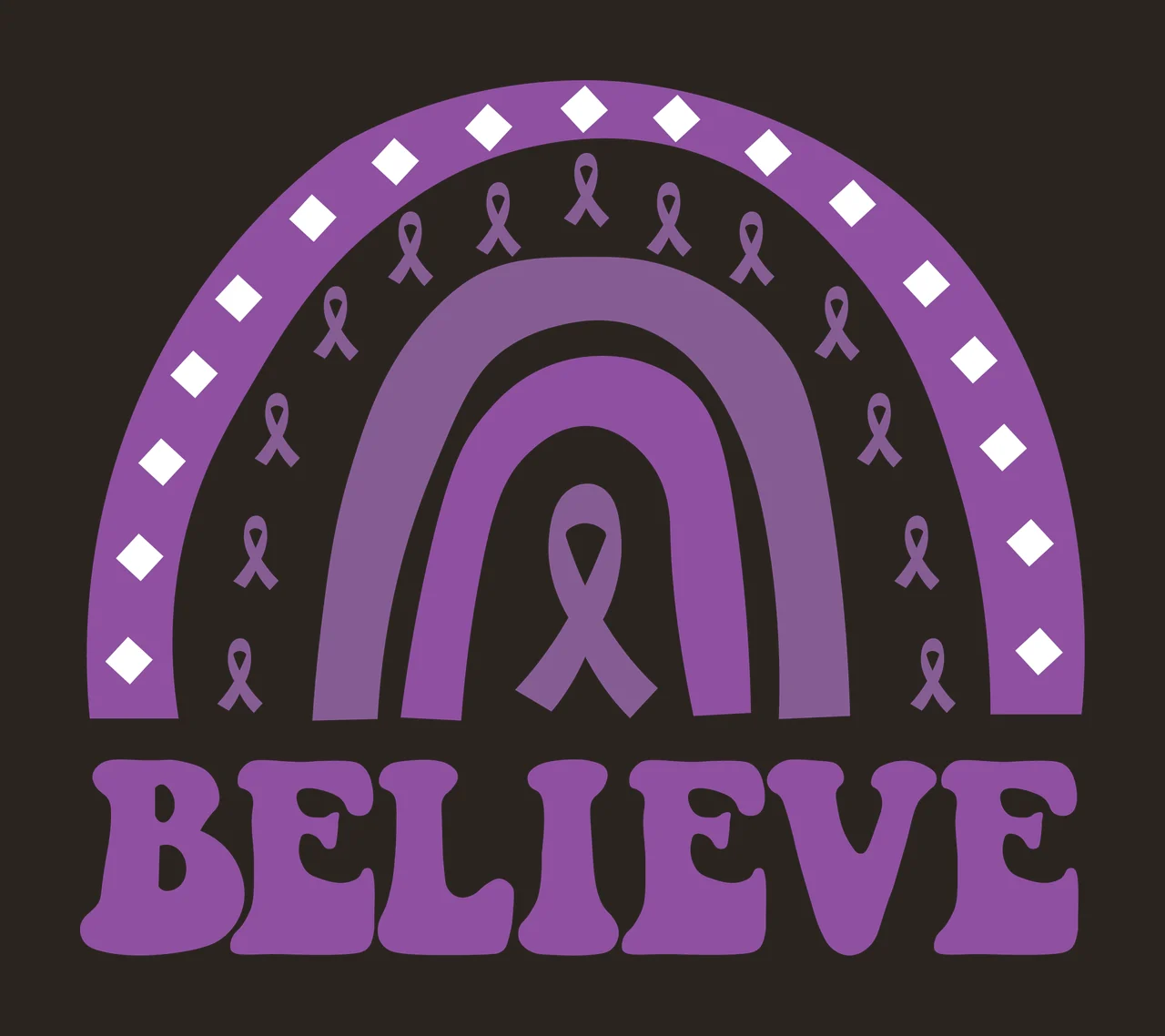 Awareness Believe Rainbow Ribbon Arch Graphic arching black contrast preview thumbnail