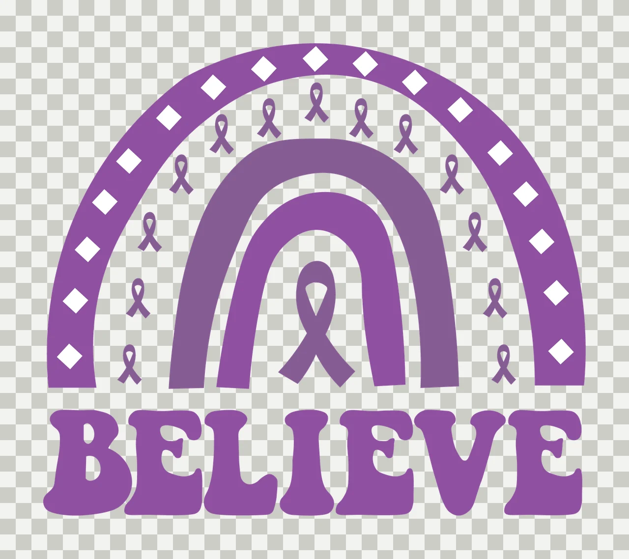 Awareness Believe Rainbow Ribbon Arch Graphic arching black transparency and detail preview thumbnail