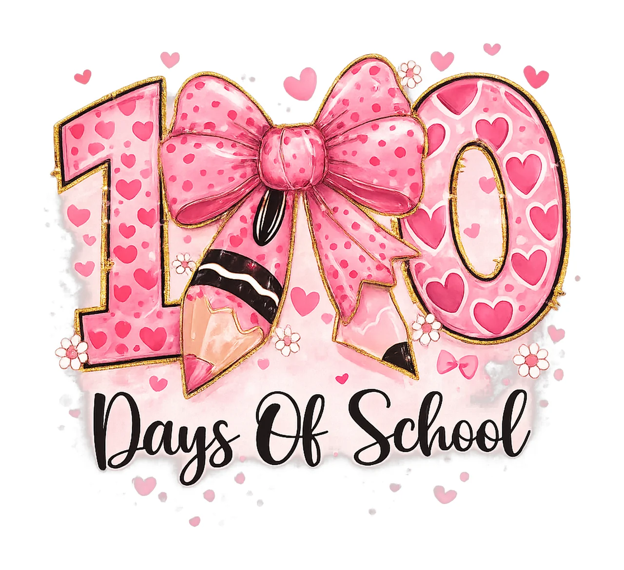 100 Days Of School Pencil Coquette Bow Teacher Design