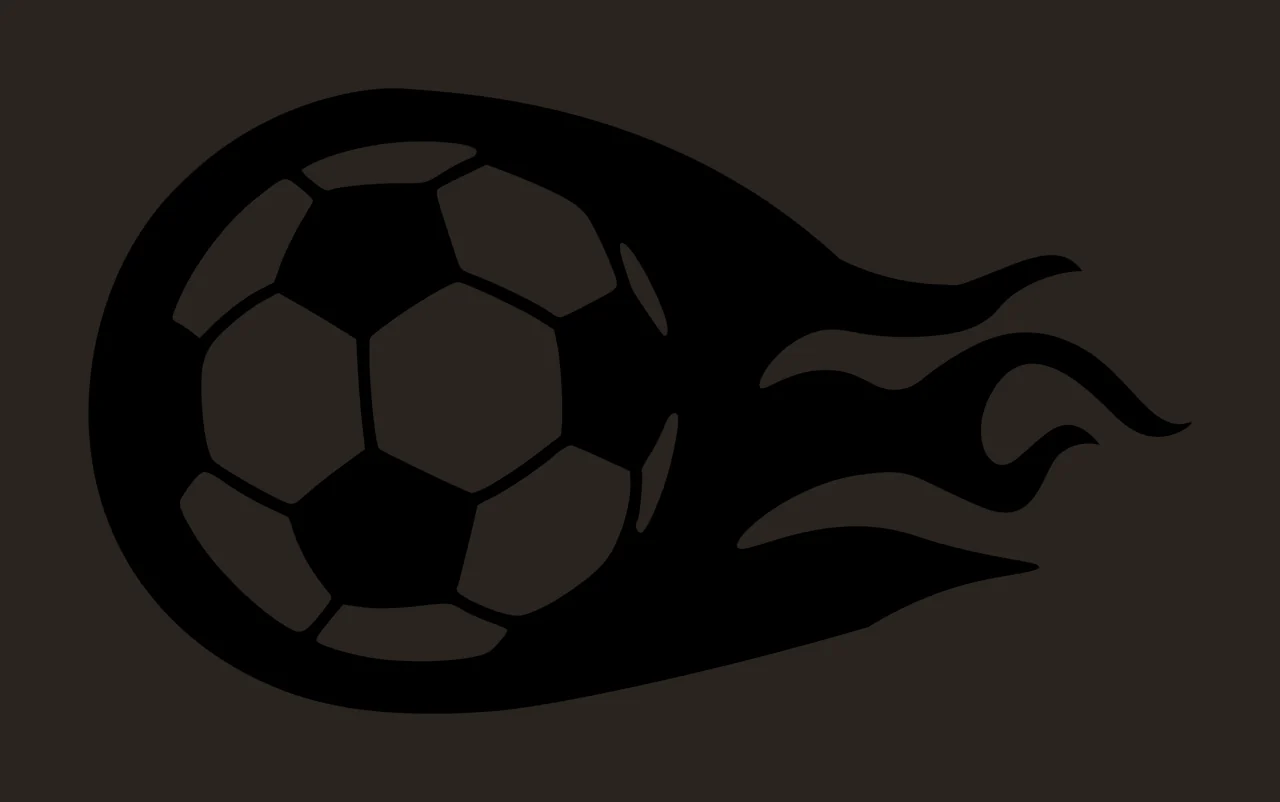 Soccer Ball Silhouette With Trailing Flames moving black white contrast preview thumbnail