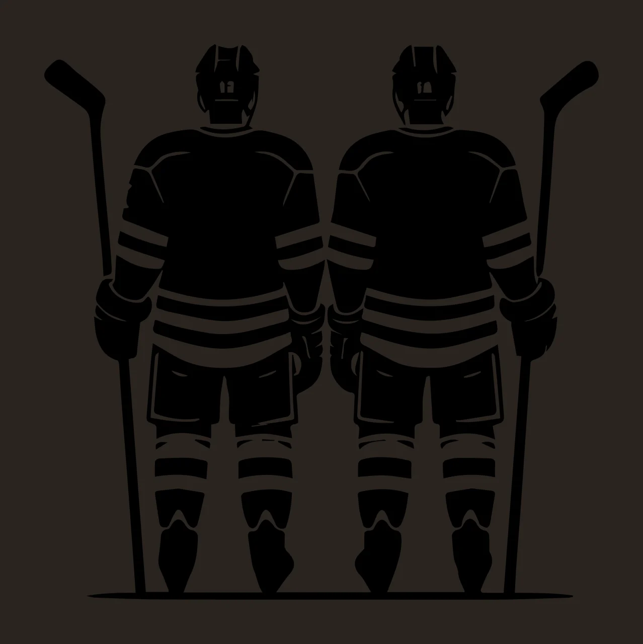 Hockey Players Back View Holding Sticks standing silhouette contrast preview thumbnail
