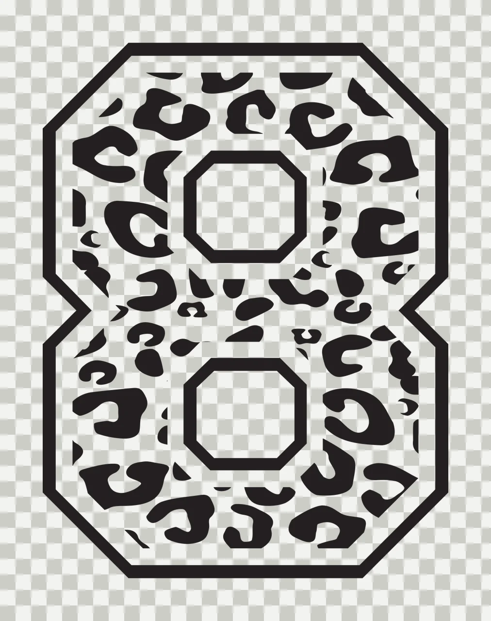 Black Varsity Half Font Leopard Character 25 print animal cheetah transparency and detail preview thumbnail