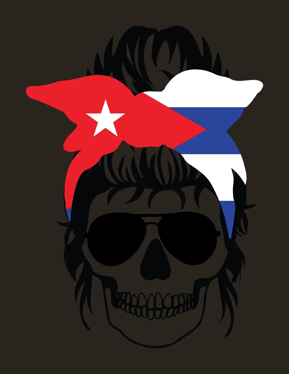 Skull Wearing Sunglasses And Bow Hair graphic silhouette black contrast preview thumbnail