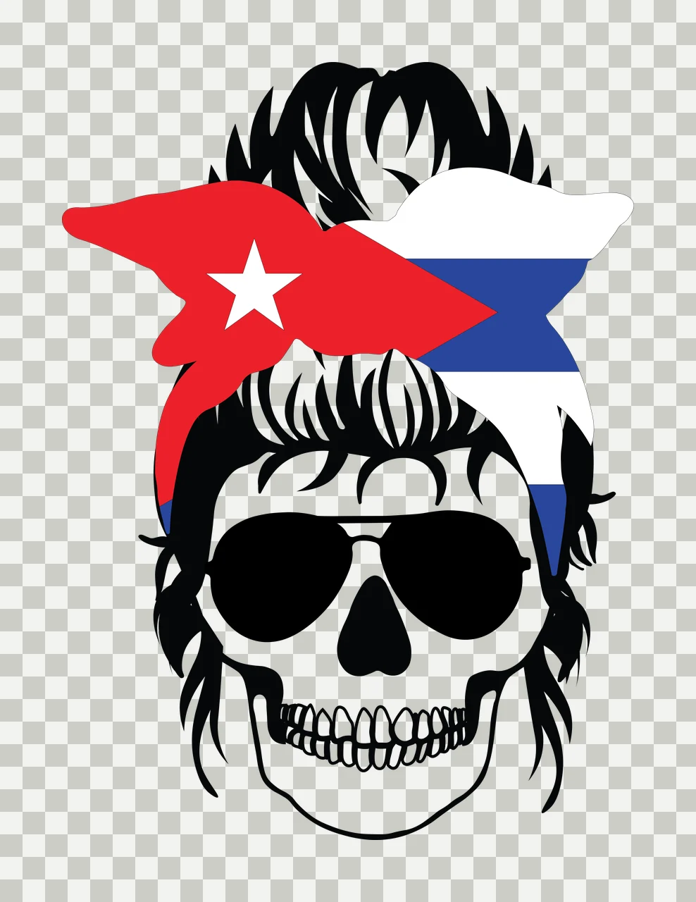 Skull Wearing Sunglasses And Bow Hair graphic silhouette black transparency and detail preview thumbnail