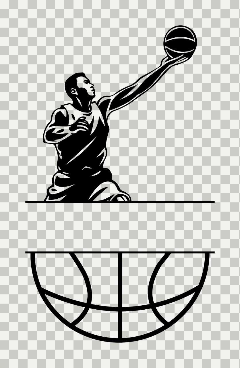 Can Glass Wrap Basketball Player Shooting Hoop Silhouette transparency and detail preview thumbnail