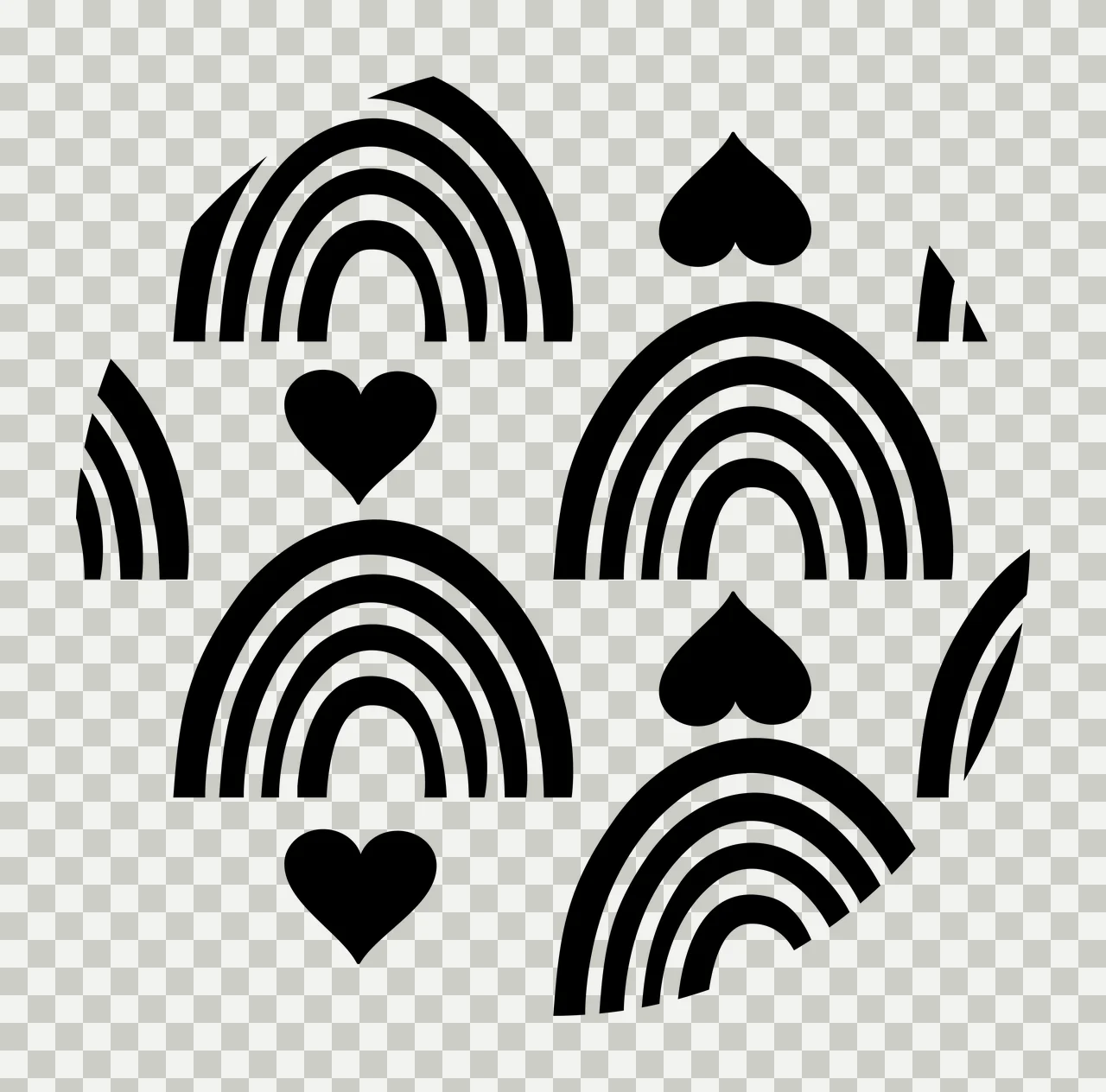 Keychain Rainbow And Heart Circular Pattern repeating line art transparency and detail preview thumbnail