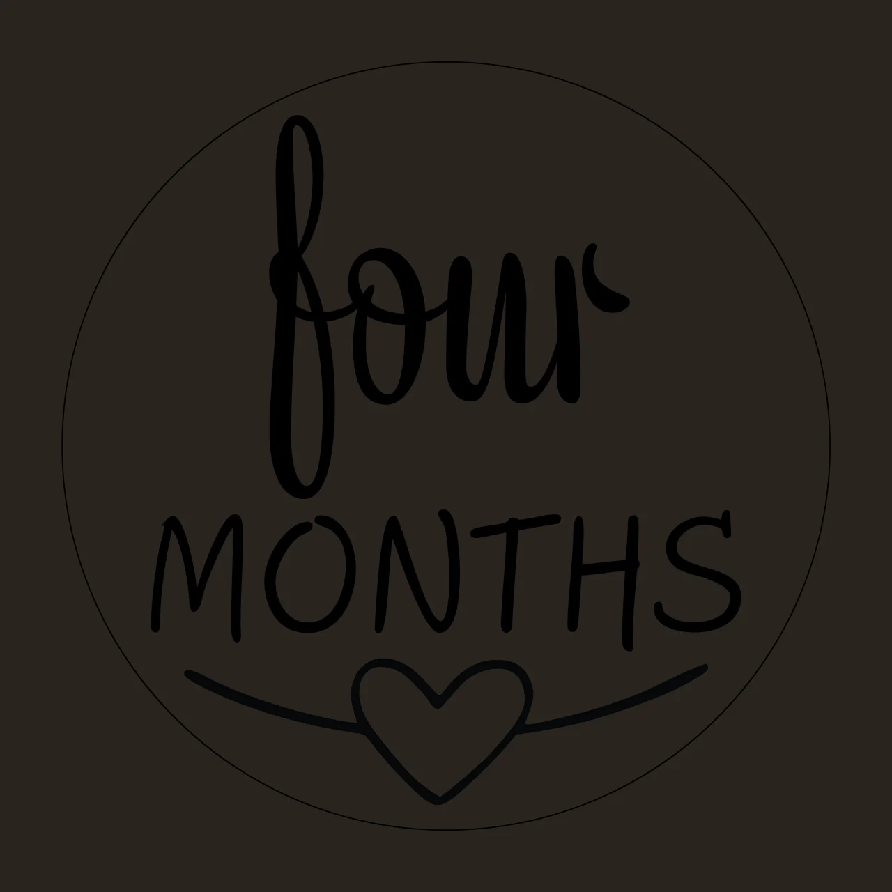 Four Months Round Circle Graphic With Text label Static heart contrast preview thumbnail